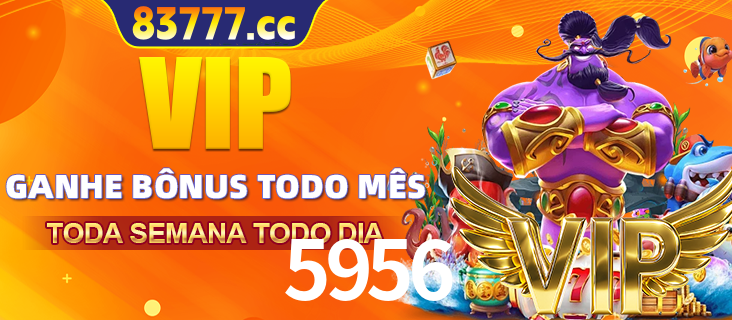 Banner promocional do 5956 oferecendo 100% de recompensas adicionais contínuas para quem fizer o login diário (Daily sign-in), com um mascote de coelho.