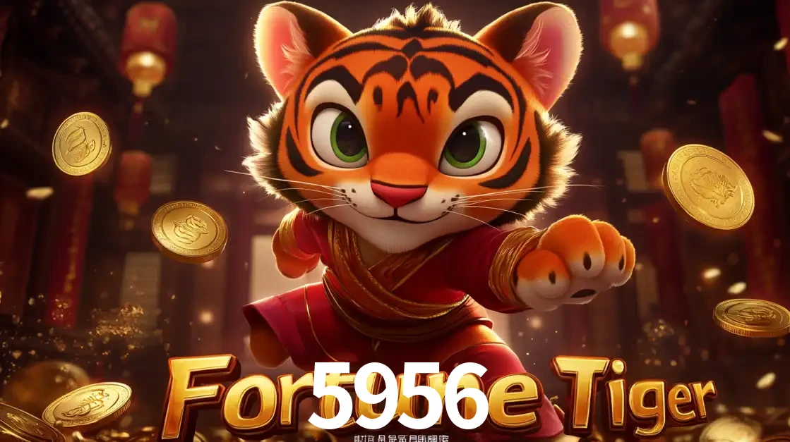 O carismático mascote do jogo de slot Fortune Tiger, um tigre fofo em pose de artes marciais, pronto para trazer sorte e multiplicadores de ganhos no cassino online 5956.